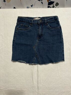 Levi's Blue Denim Raw-Hem Mini Skirt